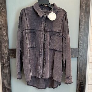 Umgee Corduroy Jacket in Washed Navy Blue